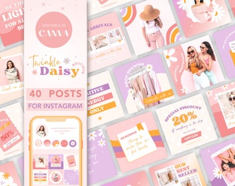 Instagram Post Templates Canva | Creative Instagram Templates | Bright Colors | Branding | Social Media Template | Content Creator | Daisy