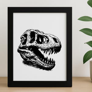 T-Rex Skull with Detail and shading Vector File