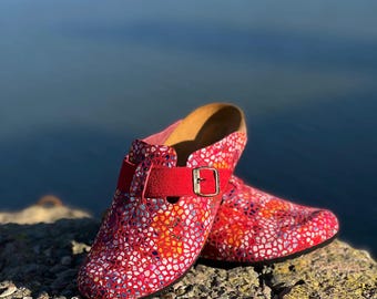 Sabots en Cuir Artisanaux – Chaussures Marocaines Confortables – Semelle Anatomique – Boucle Ajustable – Style Bohème Été