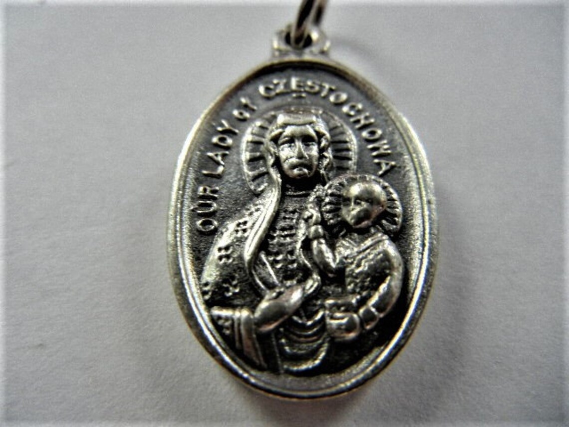 St. John Paul II & Our Lady of Czestochowa - 1" Tall Oval Medal New ...