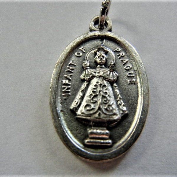 Infant of Prague & Sacred Heart of Jesus - 1 inch Double Sided Medal 1" tall Oval Medal NEW! Made in Italy