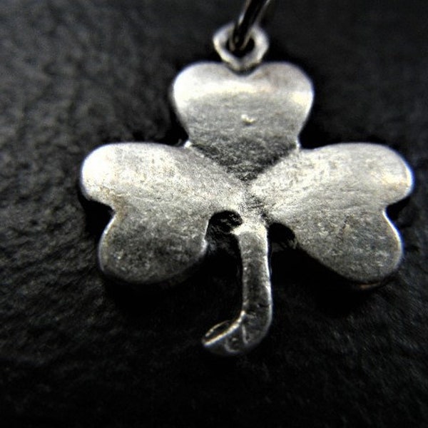 Shamrock Silhouette Medal  3/4" Tall Silver Tone MADE IN ITALY.  New!