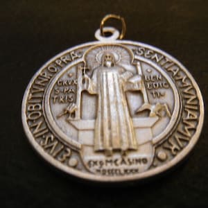 St. Benedict Double Sided Round Jubilee Exorcism Medal  1&quot; Medal NEW! Made in Italy Brass Tone