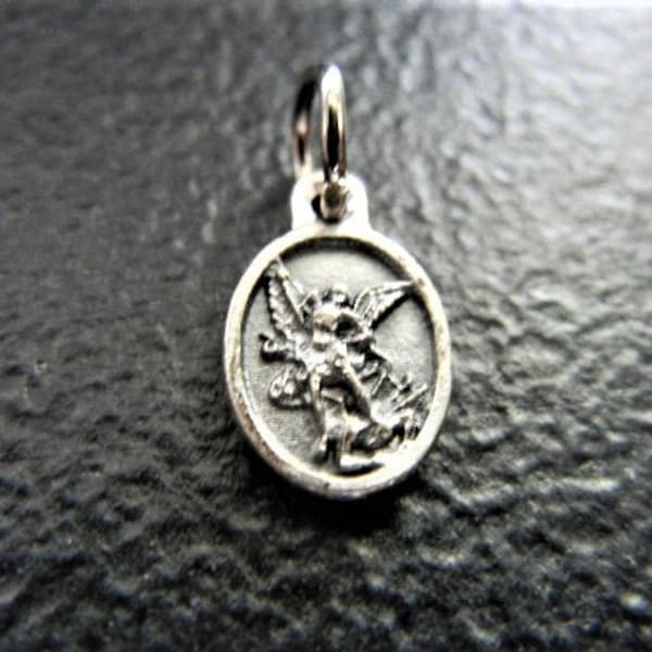 St. Michael the Archangel PRAY FOR US 2 sided mini medal 1/2" tall