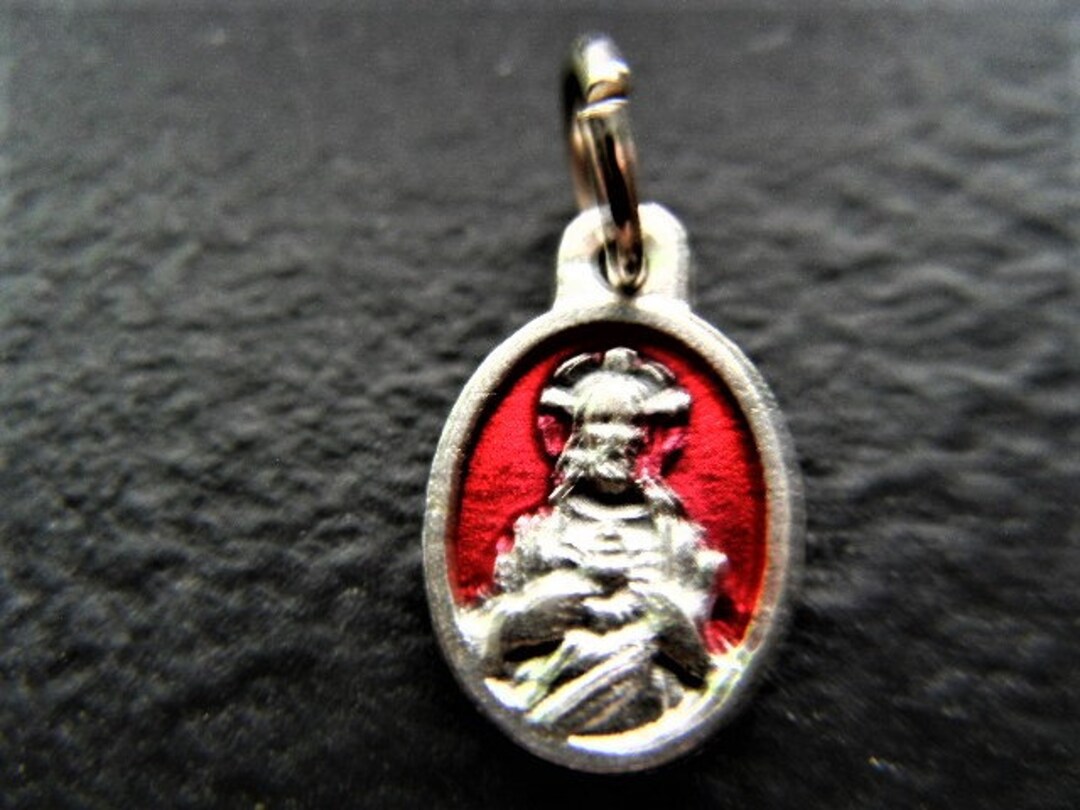 Sacred Heart of Jesus Red Enamel - 1/2 Inch Double Sided Medal Oval ...