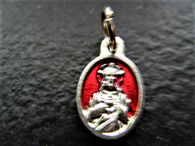 Sacred Heart of Jesus Red Enamel - 1/2 Inch Double Sided Medal Oval ...