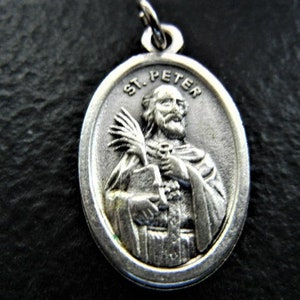 St. Peter &quot;Pray for Us&quot;  1&quot; tall Oval Medal NEW! Made in Italy