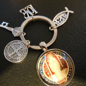 St. Benedict Gem Key Ring NEW