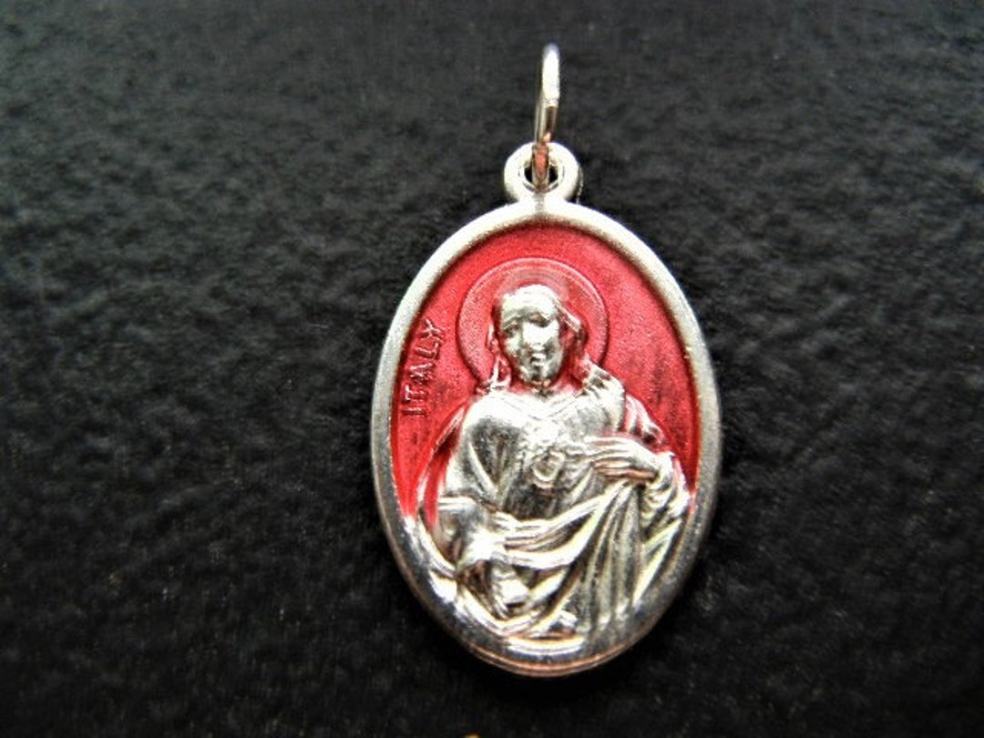 Sacred Heart of Jesus Red Enamel - 1 Inch Double Sided Medal 1" Tall ...