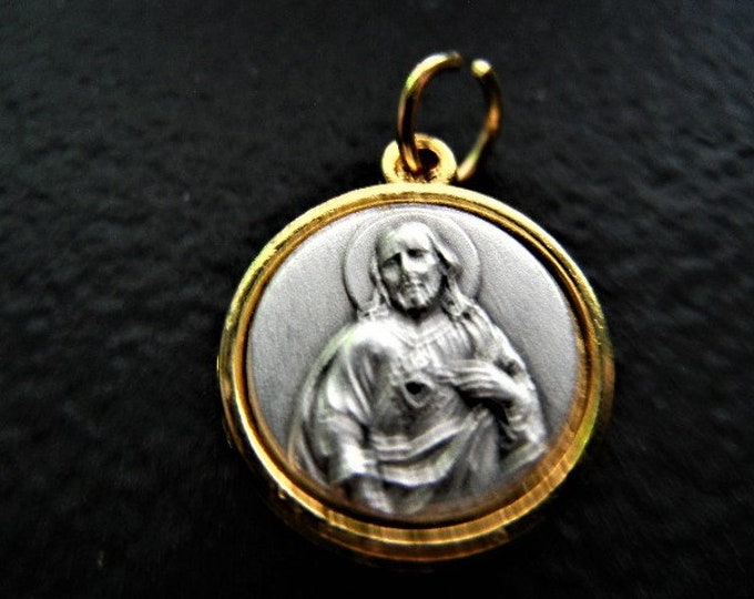 Sacred Heart of Jesus + Our Lady of Mt. Carmel 3/4" Round Gold and ...