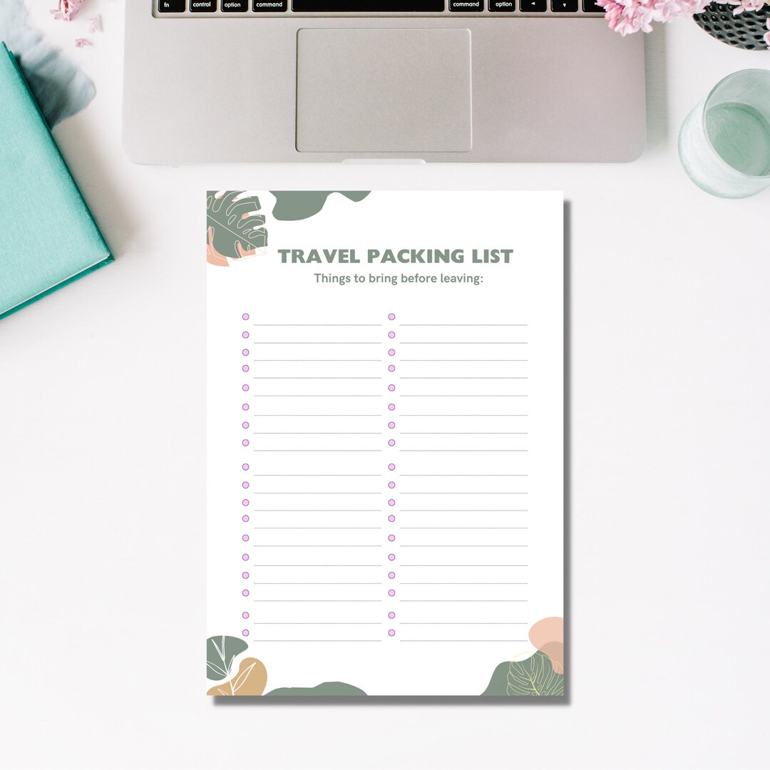 Travel Packing List Checklist Reminder Packing Checklist Etsy