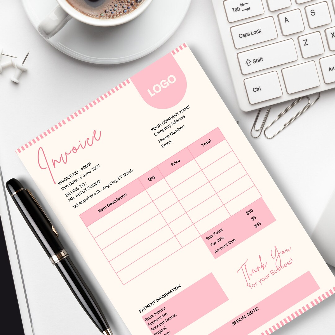 Ordering Template Printable Sheet Modern Client Invoice - Etsy