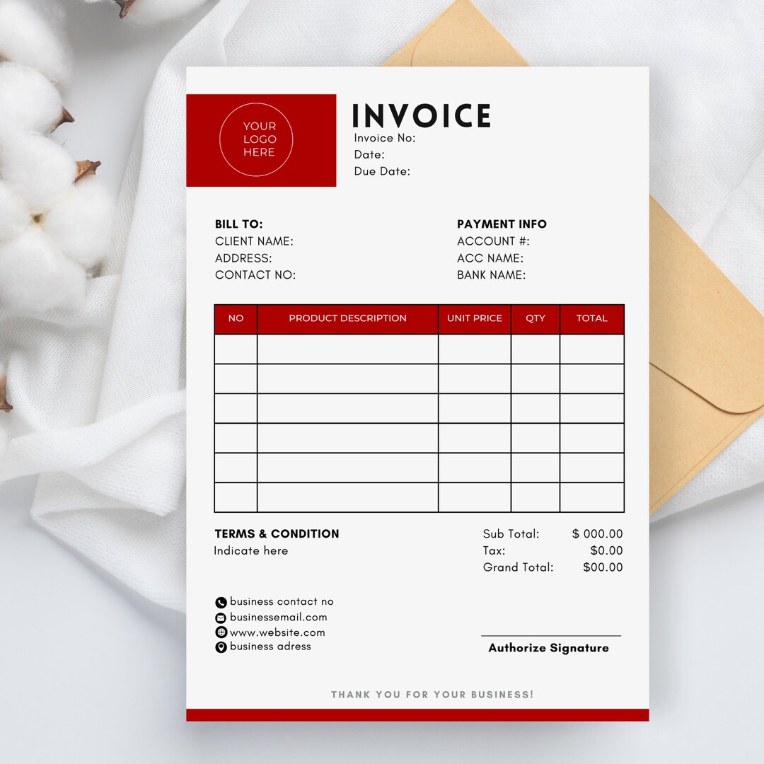 Customizable Invoice Template for Freelancer Digital Sales Form for ...