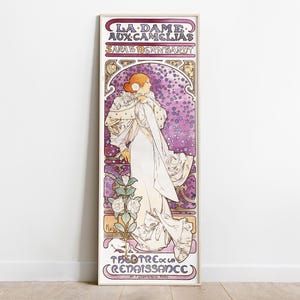 La Dame aux Camélias by Alphonse Mucha, Tall Wall Decor, Art Nouveau Poster, Vertical Wall Decor image 1
