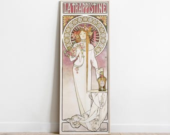 La Trappistine Poster, Alphonse Mucha Art, Vintage Advertising Poster, Large Wall Art, Art Nouveau Decor