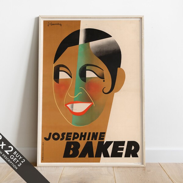 Joséphine Baker de Jean Chassaing, affiche publicitaire Art déco des années 1930, Streamline Moderne