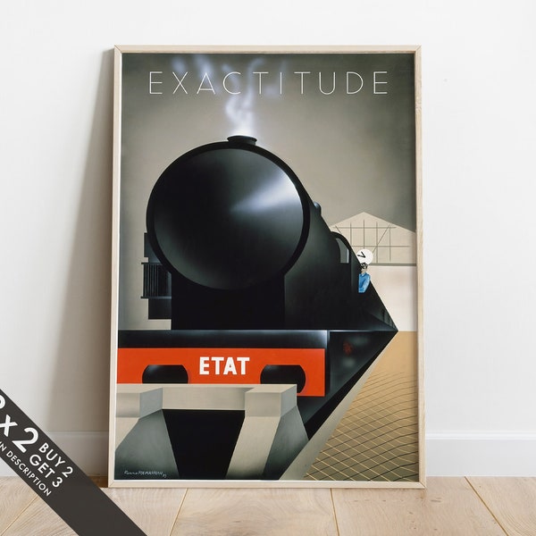 Exactitude, 1920s Advertising Print, High Quality Reproduction, Art Deco Train Poster