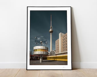 Relógio com hora mundial, Berlim Alexanderplatz, Fernsehenturm Photo, Torre de TV de Berlim