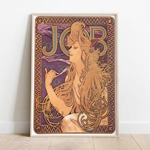 Job Paper Poster, Alphonse Mucha Art, Giclee Druck, Belle Epoque Stil