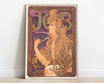 Job Paper Poster, Alphonse Mucha Art, Giclee Printing, Belle Epoque Style