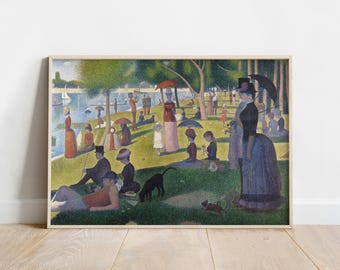 A Sunday Afternoon on the Island of La Grande Jatte by Georges Seurat – Pointillism Artwork, Iconic Park Scene, Classic French Art