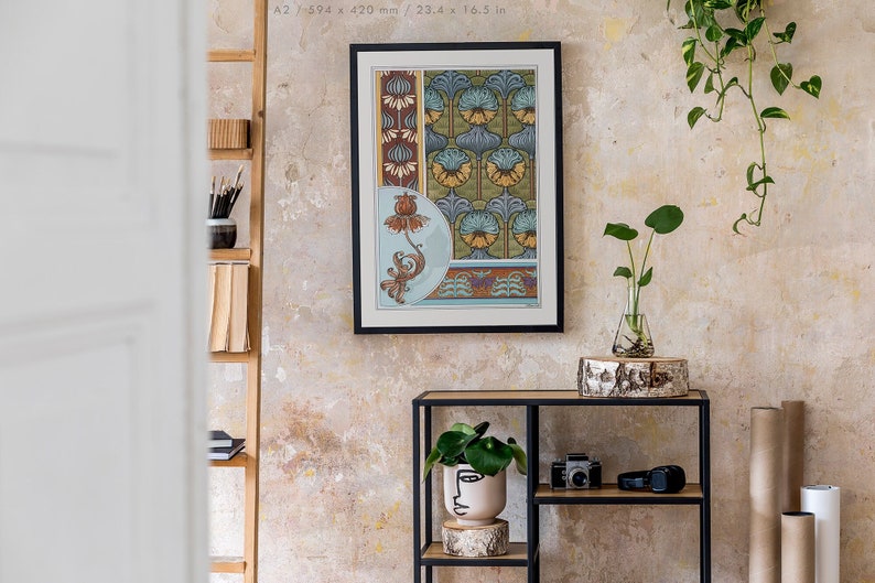 Maurice Pillard Verneuil, Courge 2, Art Nouvea Pattern, Flower Art Print, Wall Hangings image 3