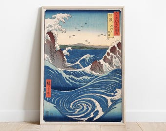 Utagawa Hiroshige, Naruto Whirlpool, Japanese Decor, Wall Hangings, Asian Painting