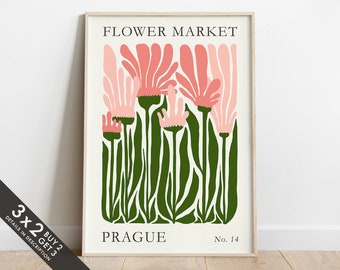 Prague Flower Market Art, Floral Illustration, Art Wall Decor, Botanical Prints, Flower Print Wall Art
