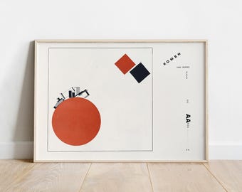 El Lissitzky, Suprematist Art, Abstract Poster, TWee kWA drA ten in 6 Konstrukties