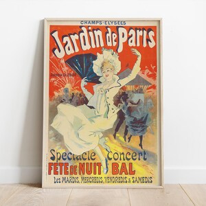 Cartel del Jardín de París, Cartel de la Belle Epoque, Impresión de alta resolución, Poser vintage