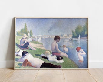Bathers at Asnières by Georges Seurat – Seurat Pointillism Art, Classic French Bathers Print, Vintage Wall Decor