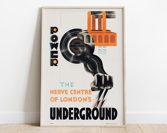 Edward McKnight Kauffer, London Transport Poster, Streamline Moderne Illustration, London Power Station