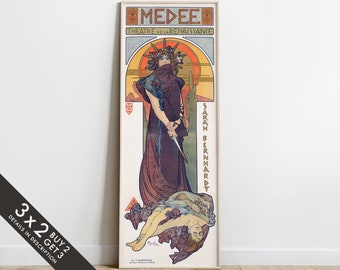 Medea von Alphonse Mucha, Jugendstil Poster, Lang Art Print, Wandbehang, Fine Art Print