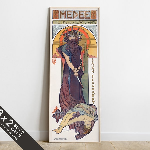 Medea by Alphonse Mucha, Art Nouveau Poster, Long Art Print, Wall Hangings, Fine Art Print