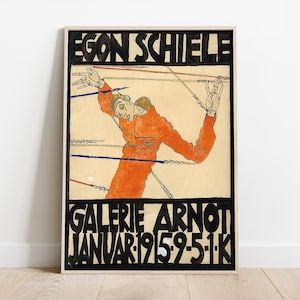 Egon Schiele, Plakat der Schiele-Ausstellung in der Galerie Arnot, Kunstausstellungsposter, Vintage Wohndekor, Galeriewanddruck