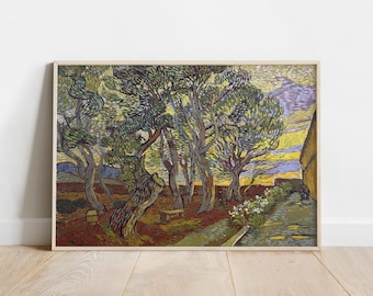 Vincent Van Gogh Art, The Garden of the Asylum, Landscape Painting, Art Reproduction