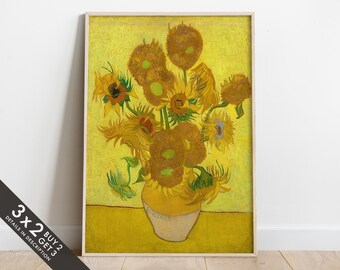 Sunflowers by Vincent Van Gogh, Wall Hangings, Classic Painting, Still Life Print