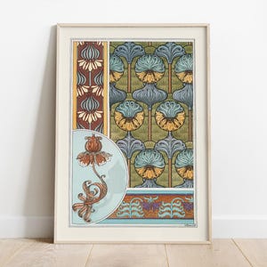 Maurice Pillard Verneuil, Courge 2, Art Nouvea Pattern, Flower Art Print, Wall Hangings image 1
