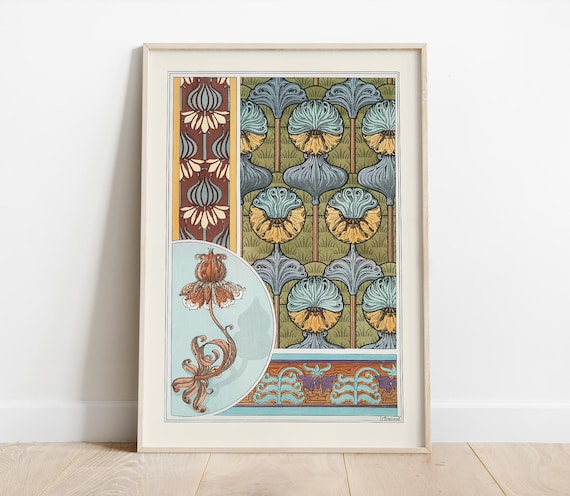 Maurice Pillard Verneuil, Courge 2, Art Nouvea Pattern, Flower Art Print, Wall Hangings