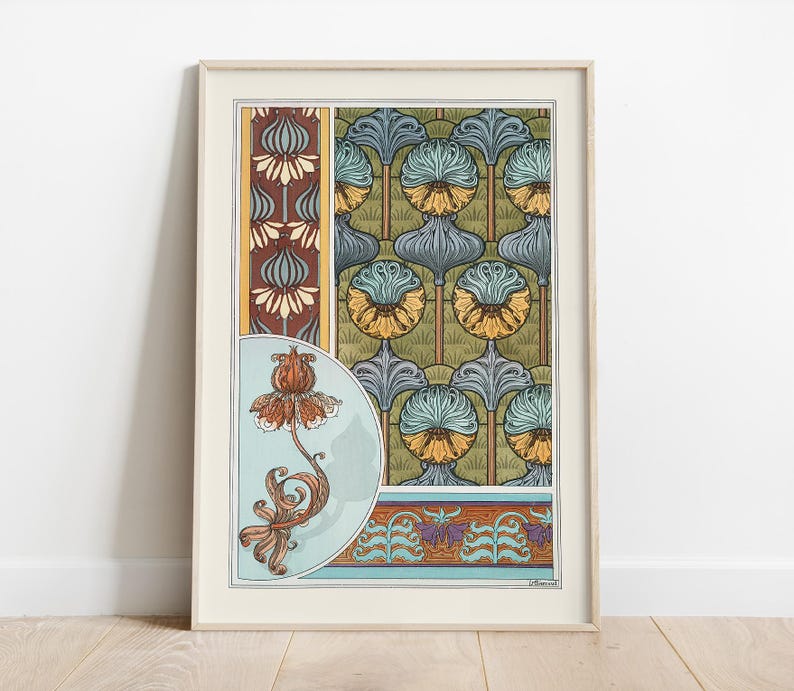 Maurice Pillard Verneuil, Courge 2, Art Nouvea Pattern, Flower Art Print, Wall Hangings image 1