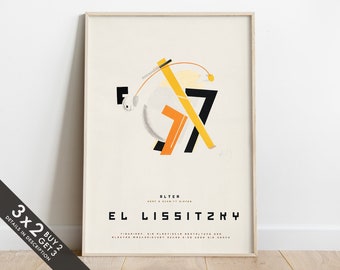 El Lissitzky Art Print, Alter - Kopf 2 Schritt hinten, Figurinen Series, Constructivist Art Print Reproduction