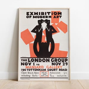 Manifesto della mostra d'arte moderna, Edward McKnight Kauffer, The London Group, pubblicità d'epoca