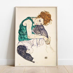 Egon Schiele, Seated Woman with Bent Knees, Museum Poster, Woman Artwork, Hanging Wall Decor
