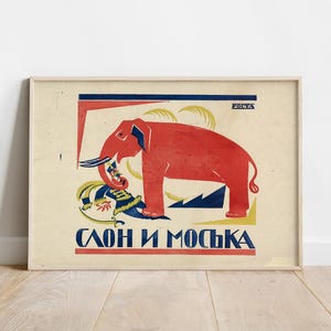 Vintage poster olifant, oude advertenties, modernistische poster, vintage USSR-poster