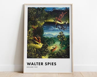 Rehjagd by Walter Spies, Primitivism Art Poster, Wall Art Prints, Art Reproduction