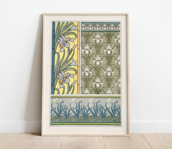 Iris by Maurice Pillard Verneuil, Botanical Wall Decor, Art Nouveau Poster, Plant Chart
