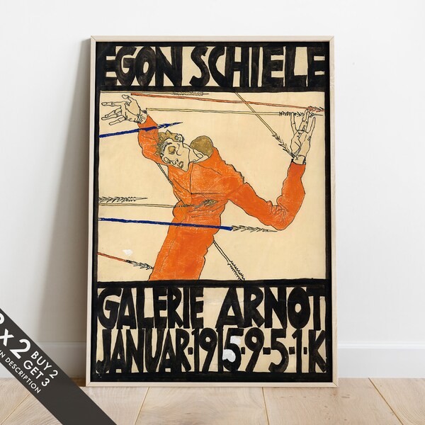 Egon Schiele, affiche de l'exposition de Schiele à la galerie Arnot, affiche de l'exposition d'art, décoration d'intérieur vintage, impressions murales de galerie