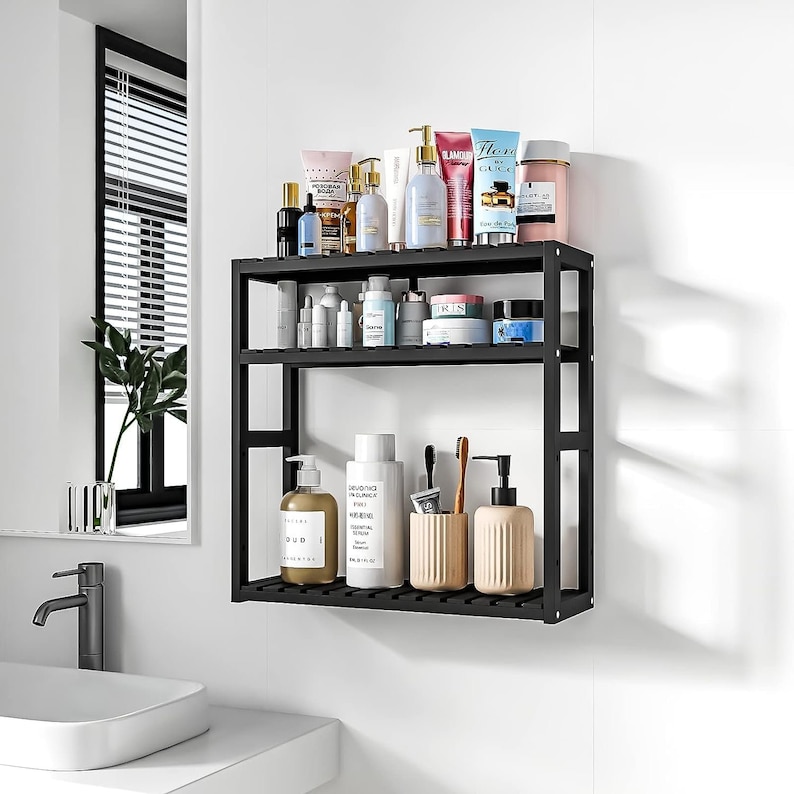 3 Tier Bamboo Bathroom Storage Shelves Floating Shelves - Etsy