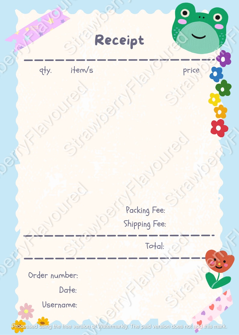 colorful-bright-receipt-editable-kawaii-receipt-cute-etsy