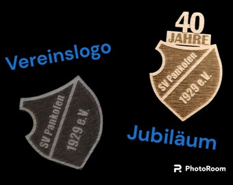 Sportverein I Jubiläum I Vereinslogo I Firmenlogo I Mitgliederehrung I Mitarbeiter I Auszeichnung I Pin I Anstecker | Holzaccessoires